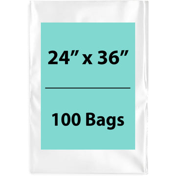 Clear Poly Bags 2 Mil size: 24 inch (width) X 36 inch (Height) Pack of 100 Bags
